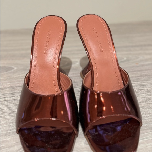 NEW!! Amina Muaddi Brown Sculptural Heeled Shoes womens 38